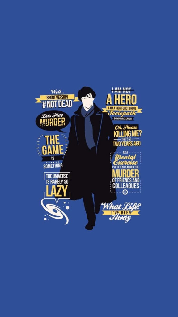 Sherlock Holmes Minimalistic Vector Art Wallpaper with Iconic Quotes