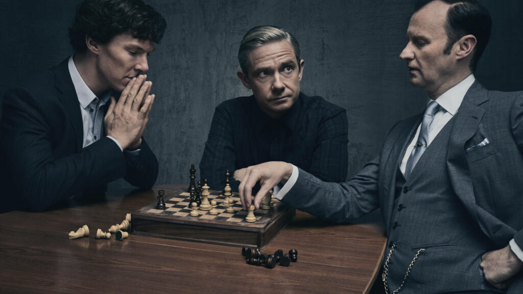 Intense Chess Game: Sherlock, John & Mycroft Wallpaper Background
