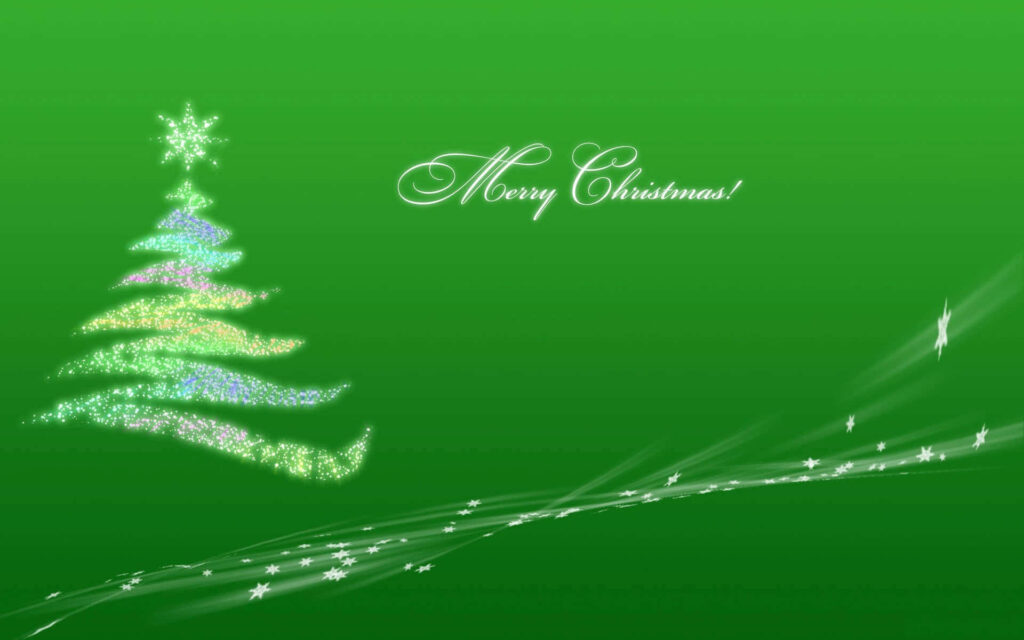 Shimmering Abstract Christmas Tree Wallpaper with Merry Christmas!