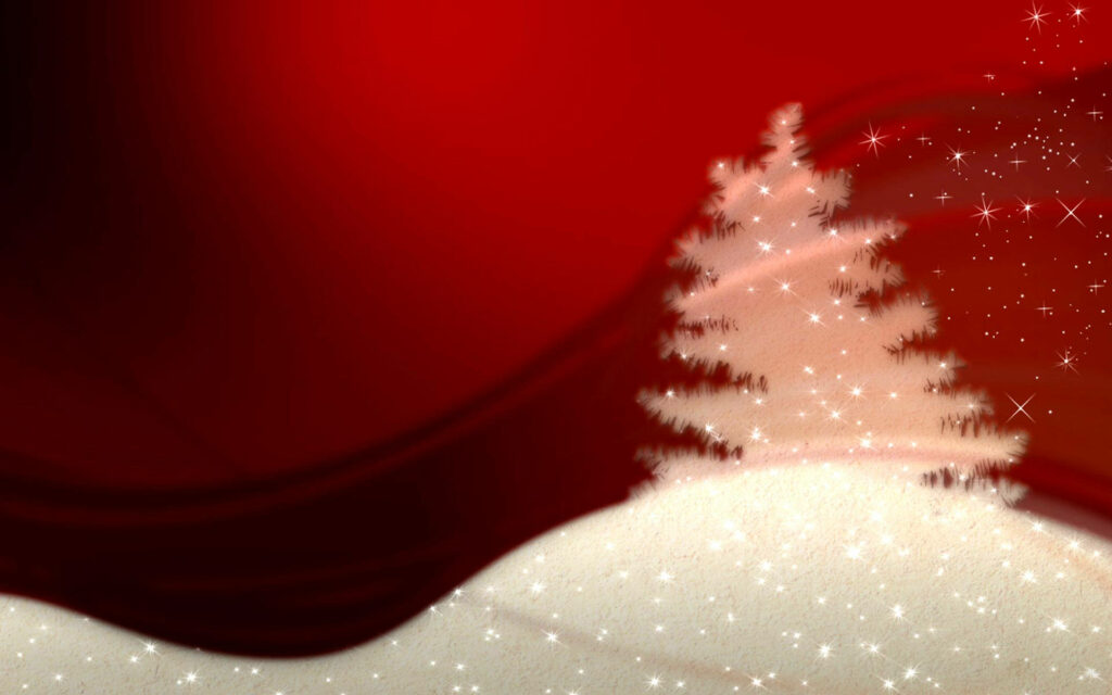 Shimmering Christmas Tree Wallpaper in Rich Red for Holiday Cheer