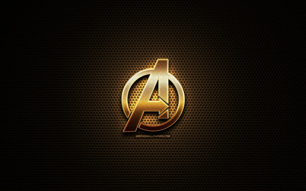 Gleaming Gold 'A' Emblem: The Resilient Avengers Symbol on Black Canvas Wallpaper