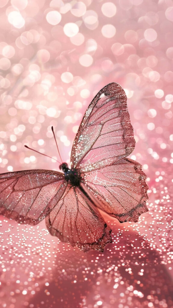 Enchanting Pink Butterfly Wallpaper with Dreamy Bokeh Background