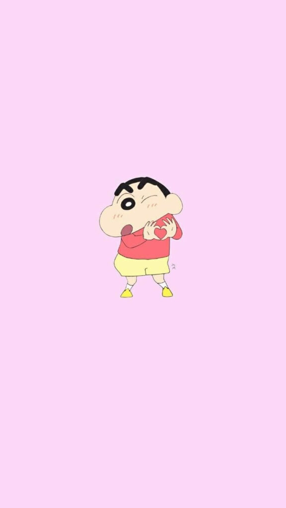 Shin Chan Heart Hand Wallpaper on Soft Purple - Cute iPhone Background