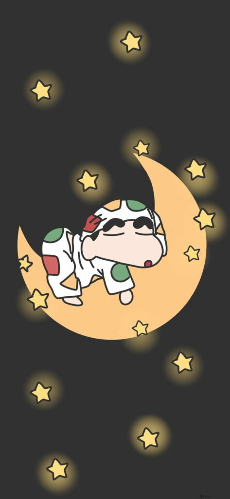 Shinchan: Spooky Night Underneath the Starry Sky - A Charming Cartoon Wallpaper for HD Phones