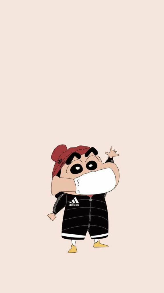 Pandemic Protection with Shinchan: HD Phone Wallpaper featuring a Face Mask Icon