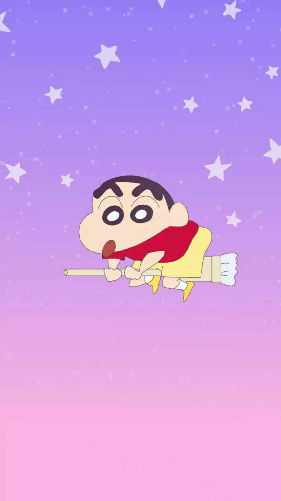 Shinchan Takes Off: A High Definition Phone Wallpaper of the Flying Hero
