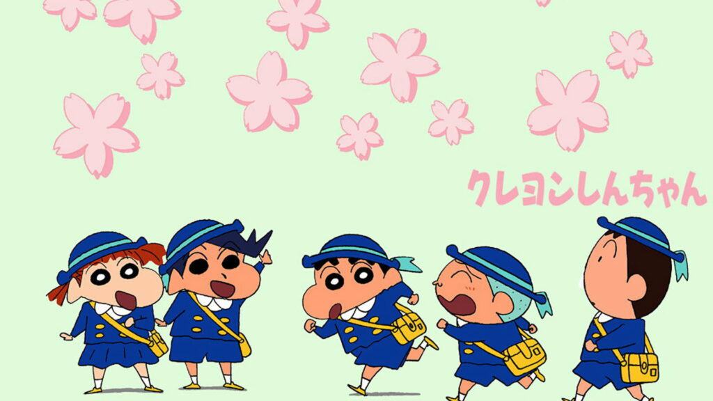 Shinchan's Stylish Blue School Look: A Vibrant HD Wallpaper