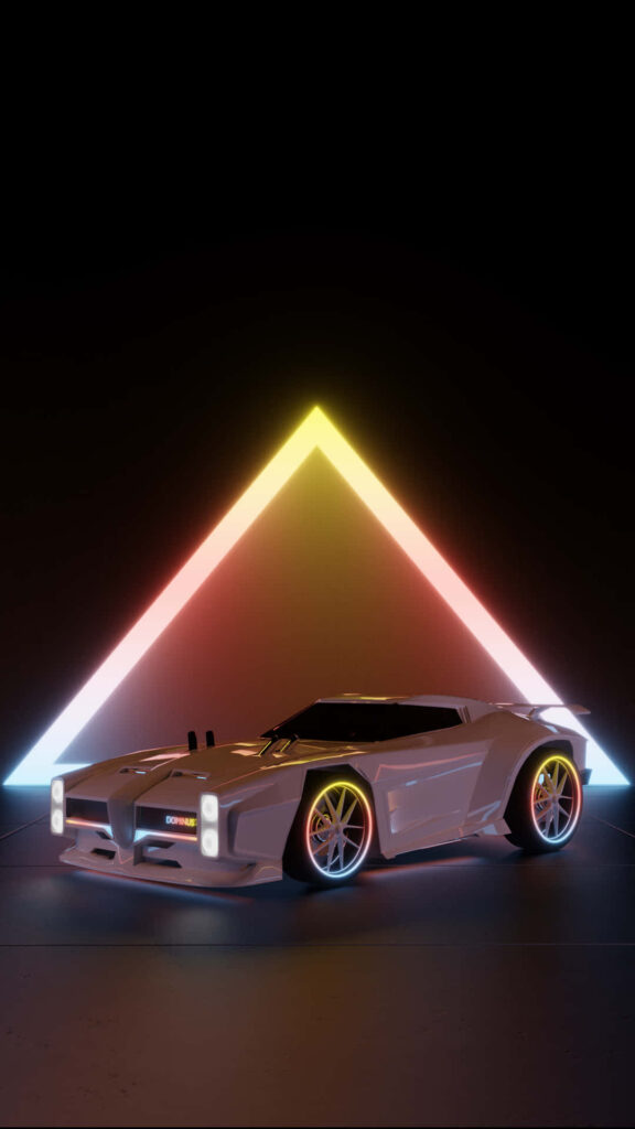 Dominus Dominance: A Spectacular Neon Rocket League Showcase in Vibrant Hues Wallpaper