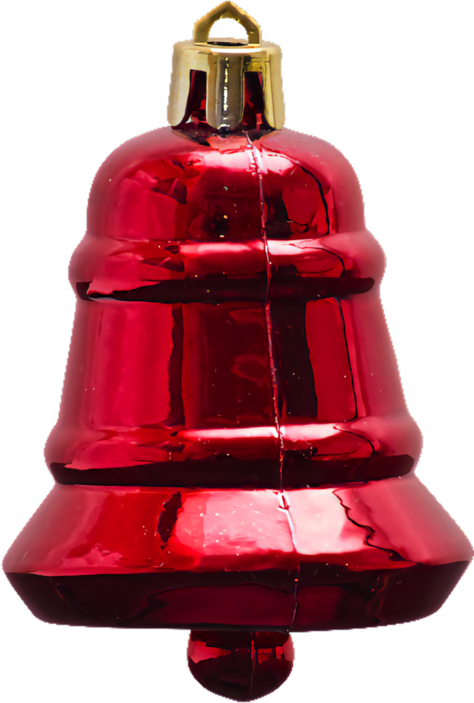 Vibrant Red Christmas Bell Ornament with Shiny Golden Top Wallpaper