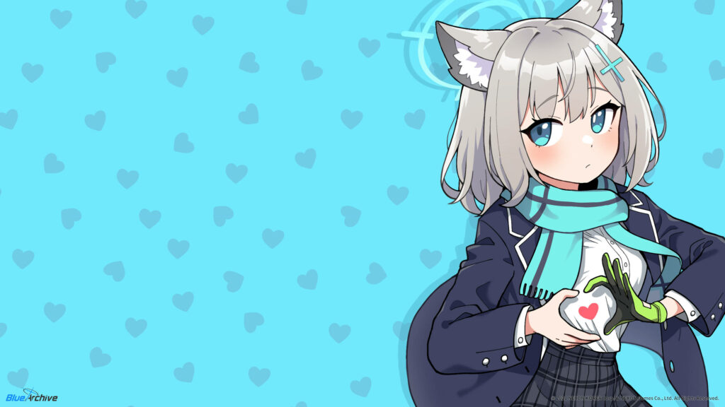 Shiroko Sunaookami Wallpaper - Charming Blue Gradient Background