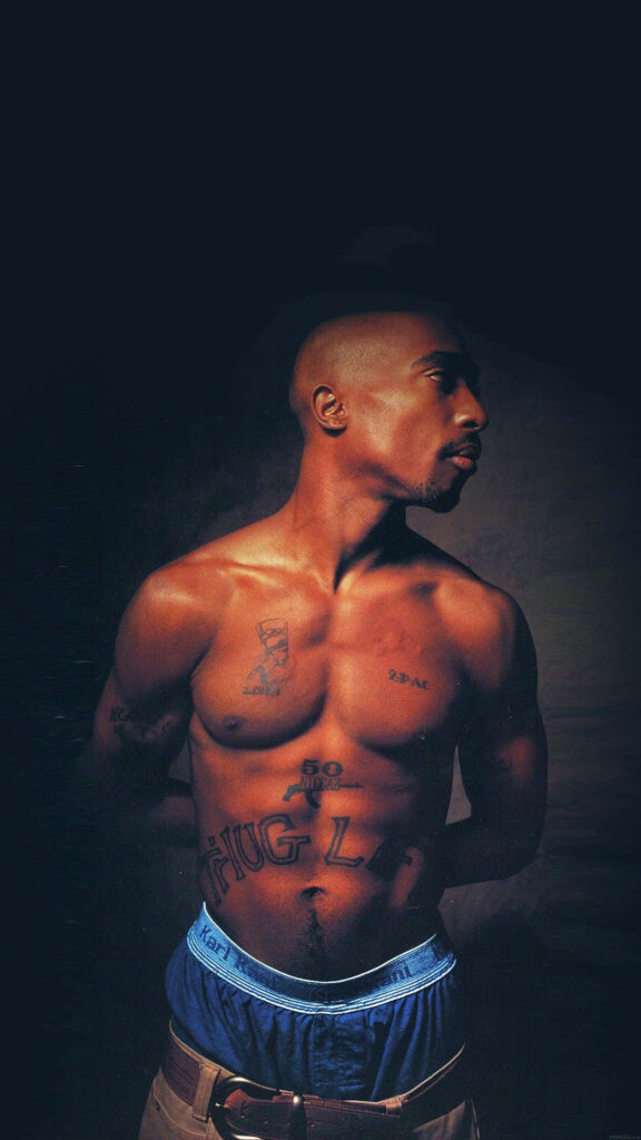Inked Legend: Tupac Shakur Bares All in iPhone Snapshot Wallpaper