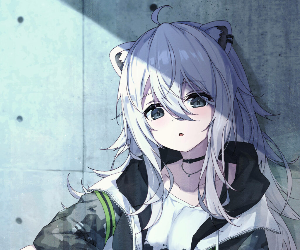 Serene Shishiro Botan Wallpaper: Melancholic VTuber Art in Pastels