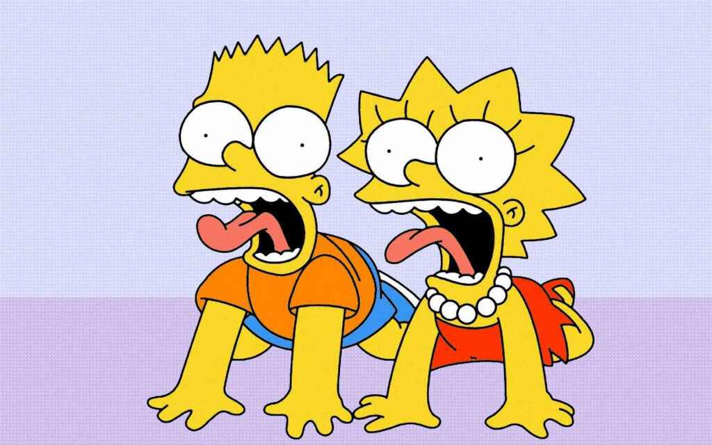 Shocked Bart & Lisa Simpson: Iconic Animated Wallpaper Background