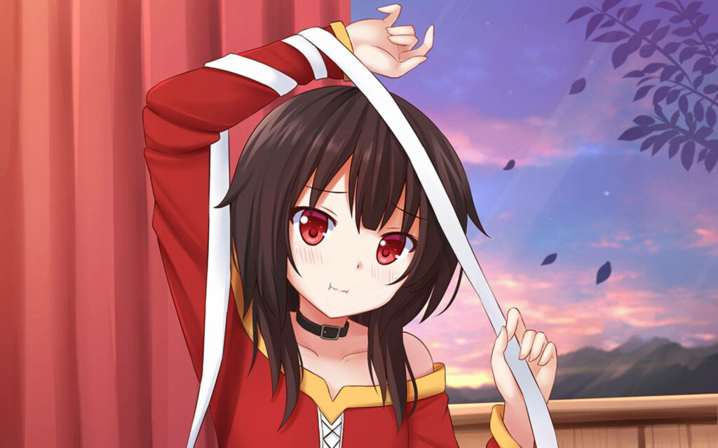 Mountain Magic: Short-haired Megumin's Serene Encounter Wallpaper