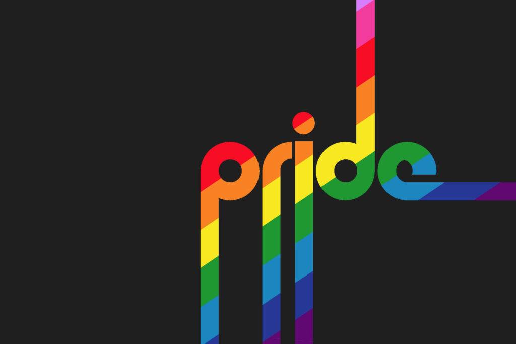 Vibrant Pride: A Colorful Logo Shines on Bold Black Desktop Wallpaper