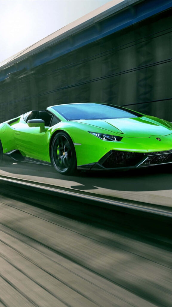 Supreme Speed: Electrifying Green Lamborghini Roars on Your iPhone Wallpaper