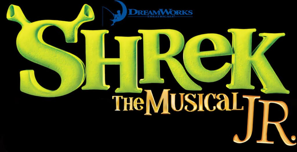 Shrek The Musical Jr. Logo Wallpaper: Bold Green & Gold Design