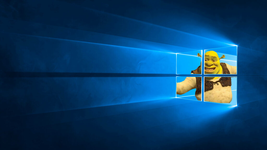 Shrek in Classic Blue Windows Background - Fun PC Wallpaper