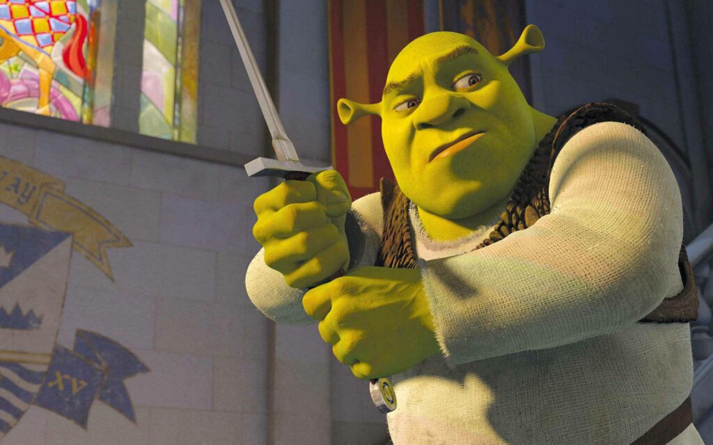 Brave Shrek the Third Wielding a Sword in a Castle - Wallpaper