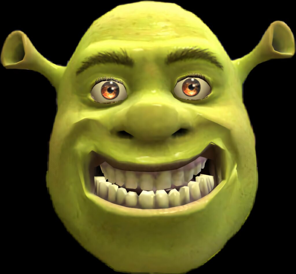Cheerful Shrek Wallpaper: Iconic Smile & Bright Green Features