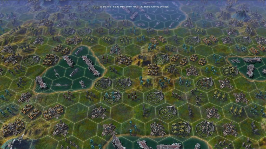 Sid Meiers Civilization Beyond Earth green hex wallpaper with sci-fi units on alien terrain 1920x1080