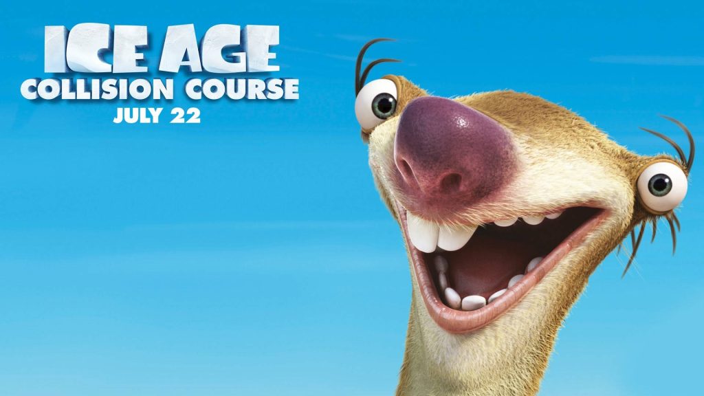 Cheerful Sid the Sloth close-up from Ice Age Collision Course 3D CGI wallpaper background