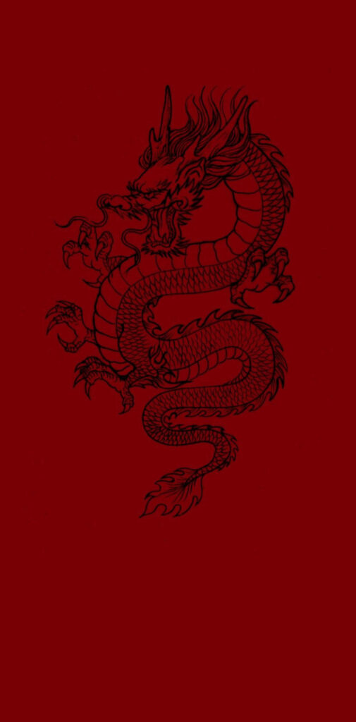 Shadow and Flames: A Sinister Black Chinese Dragon Emerges from the Dark Wallpaper