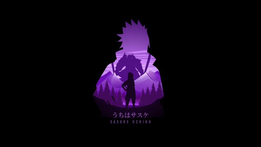Sasuke's Majestic Mountain Journey - 4K Silhouette Wallpaper