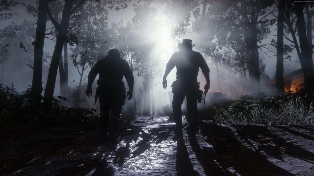 Mysterious Forest Silhouette Wallpaper: Adventure in a Luminous Backdrop
