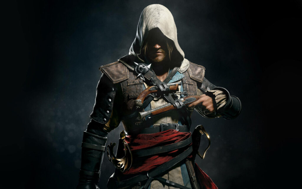 Silently Embracing Shadows: The Looming Transformation of a Black Flag Pirate Wallpaper