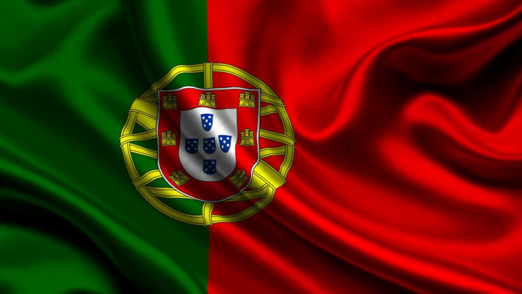 Portugal Flag Wallpaper: Vibrant Red & Green Silk Texture Background