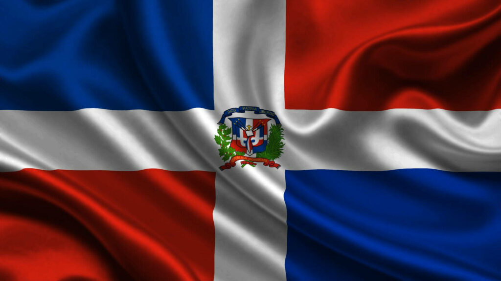 Silky Dominican Republic Flag Wallpaper - Vibrant Design Background