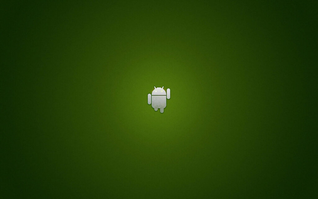 Silver Android Serenity: Minimalist Green Desktop Wallpaper