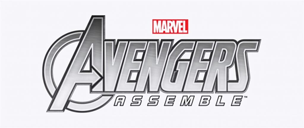 Silver Avengers Assemble logo with Marvel branding on white background superhero wallpaper