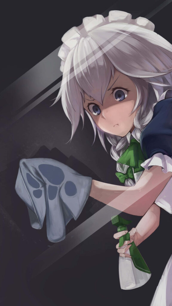 Determined Maid Character in Captivating Digital Wallpaper Art
