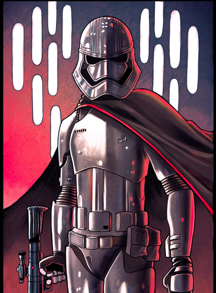 Commanding Elegance: Captain Phasma Prepares for Battle in Her Iconic Silver Armor - Star Wars Galaxy Photo Wallpaper