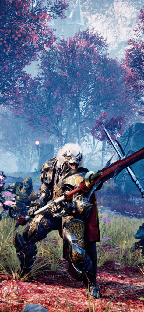 Silvermane's Glorious Battle amidst the Verdant Godfall Wilderness Wallpaper