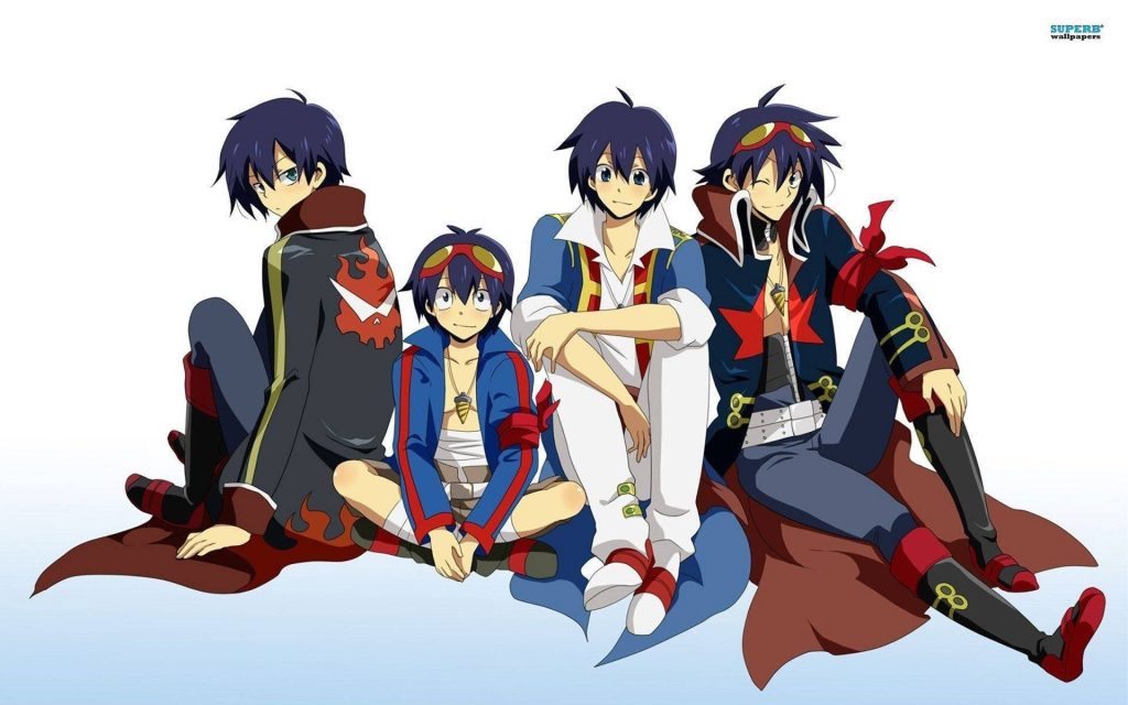 Tengen Toppa Gurren Lagann Simon evolution anime wallpaper showing growth from child to adult