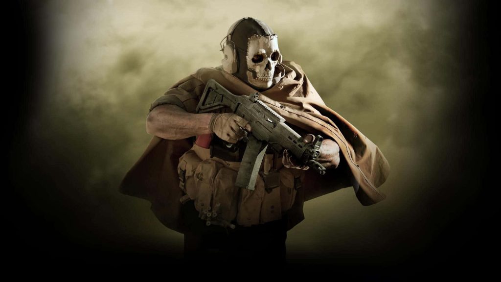 Simon Ghost Riley Call of Duty Modern Warfare II skull mask tactical cape assault rifle CGI Wallpaper