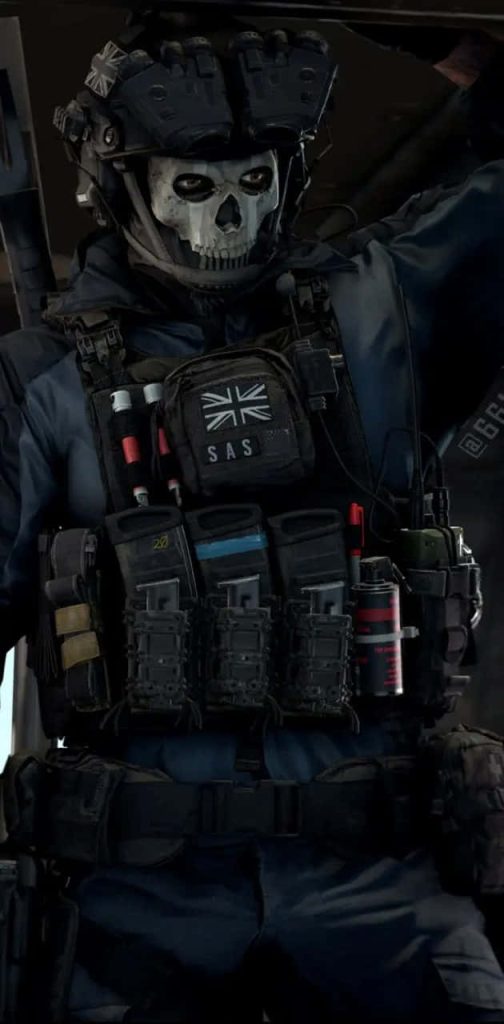 Simon Ghost Riley Call of Duty Modern Warfare II digital art wallpaper with skull mask and SAS gear