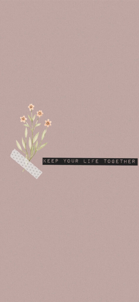 Minimalist Beige iPhone Wallpaper with Inspiring Flower Illustration
