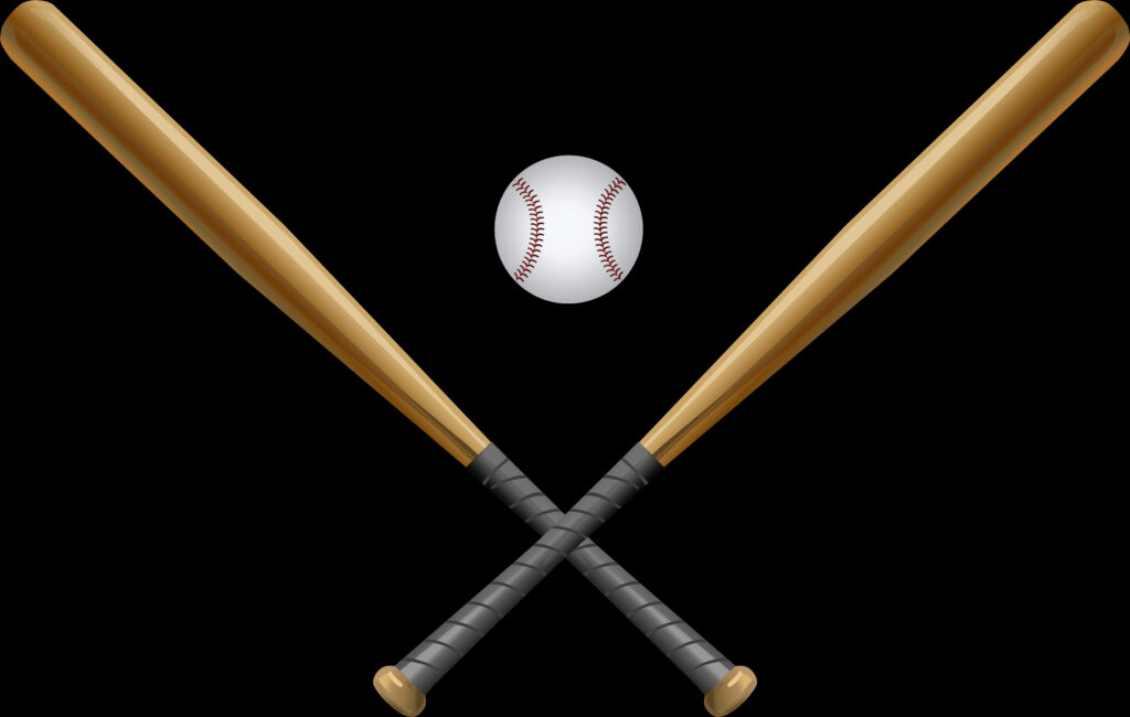 Clean Wallpaper: Crossed Wooden Baseball Bats & Centered Baseball