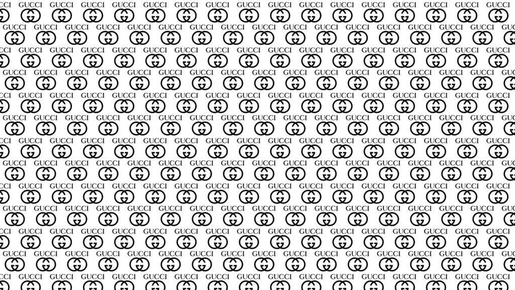 Monochrome Gucci Logo Wallpaper: Stylish Minimalist Background