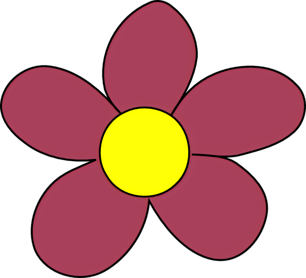 Simple Red Flower Clipart with Yellow Center on Transparent Background Wallpaper