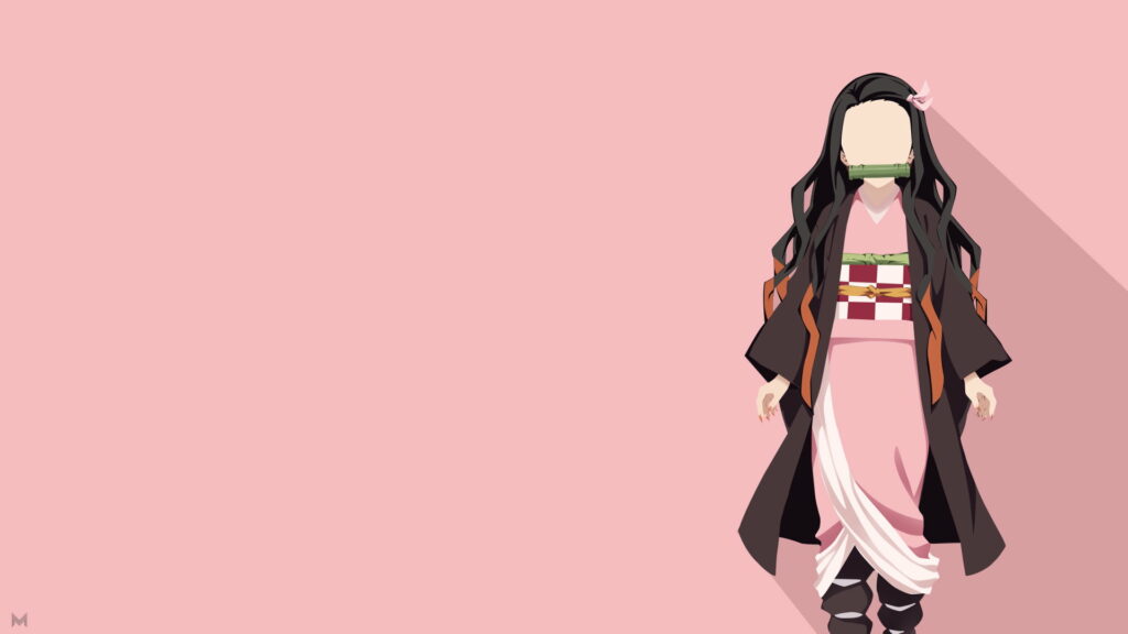 Serenity in Minimalism: Nezuko Kamado HD Wallpaper