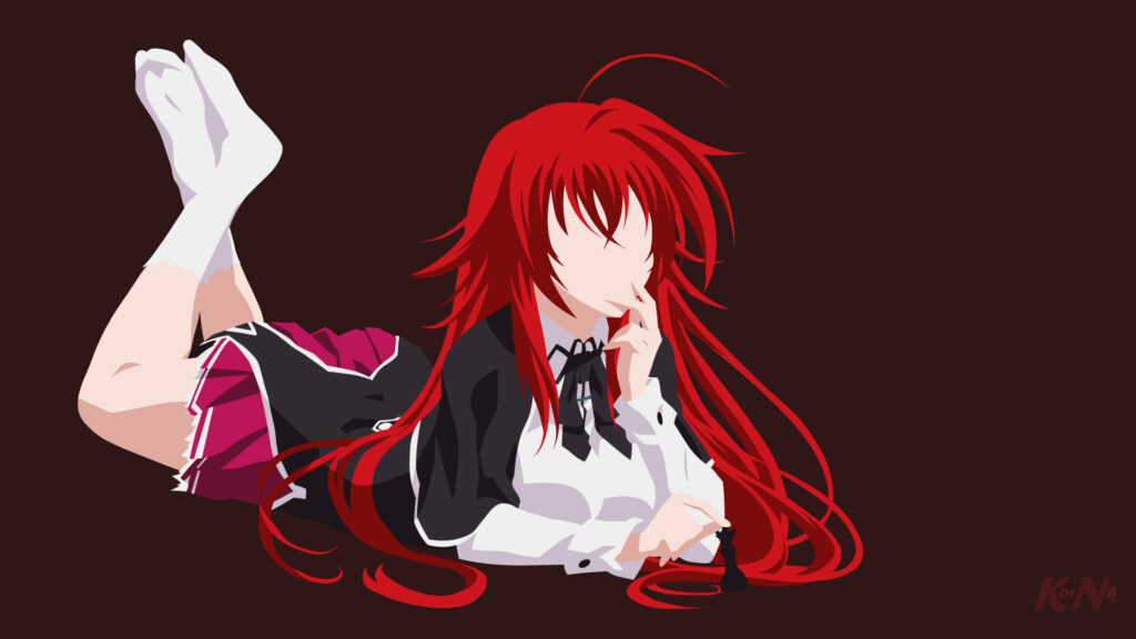 Minimalistic Marvel: Rias Gremory Takes Center Stage in Highschool DxD Artwork Wallpaper