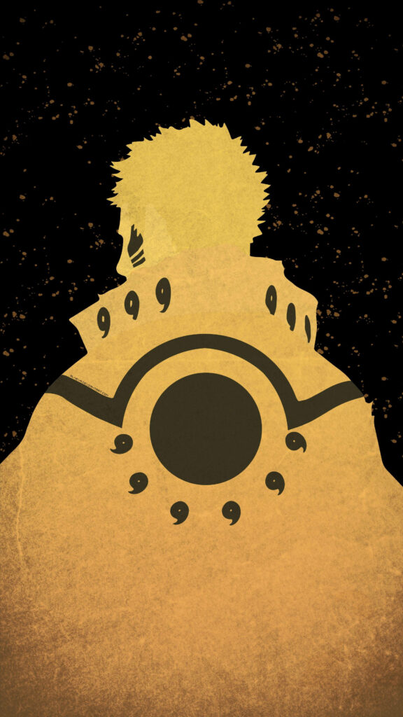 Naruto Uzumaki Six Paths Sage Mode golden silhouette anime wallpaper on textured black background