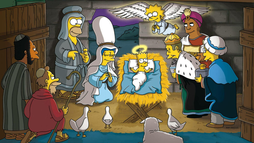 The Simpson Family's Hilarious Twist on Jesus' Birth in Movie-Inspired Wallpaper!