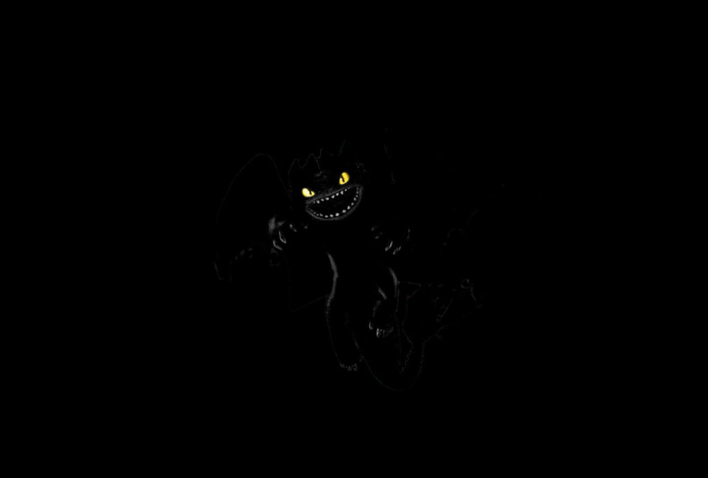 Satan's Eerie Enigma: A Captivating HD Silhouette with Fiery Eyes Wallpaper