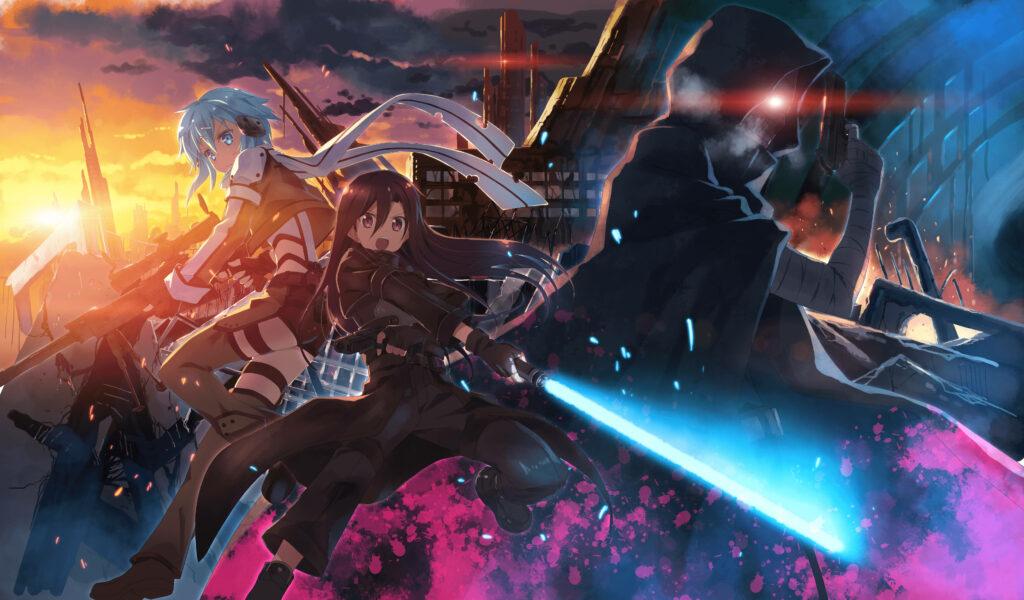 Sinon's Exciting Journey Through the SAO Digital Realm: A Stunning Wallpaper